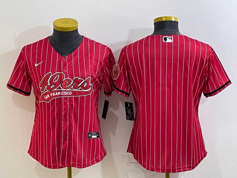 Women%27s San Francisco 49ers Blank Red With Patch Cool Base Stitched Baseball Jerseys->women nfl jersey->Women Jersey